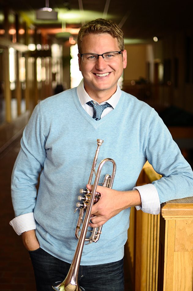 Eric Dickson holding a trumpet