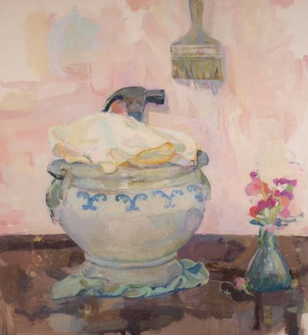 Xico Greenwald, Tureen, Hammer, Brush, 2010–11. Oil on canvas over panel, 52"x48"