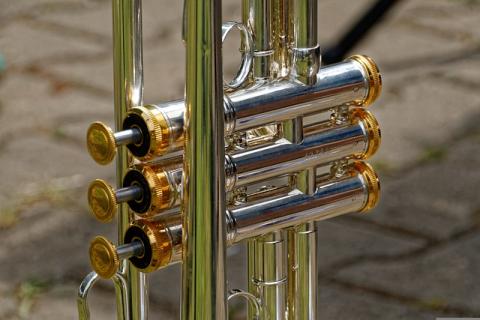 close up of trumpet valves