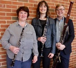 Michelle Vigneau, Associate Professor of Oboe; Robyn Jones, Associate Professor of Clarinet; and Daryn Zubke, Assistant Professor of Bassoon