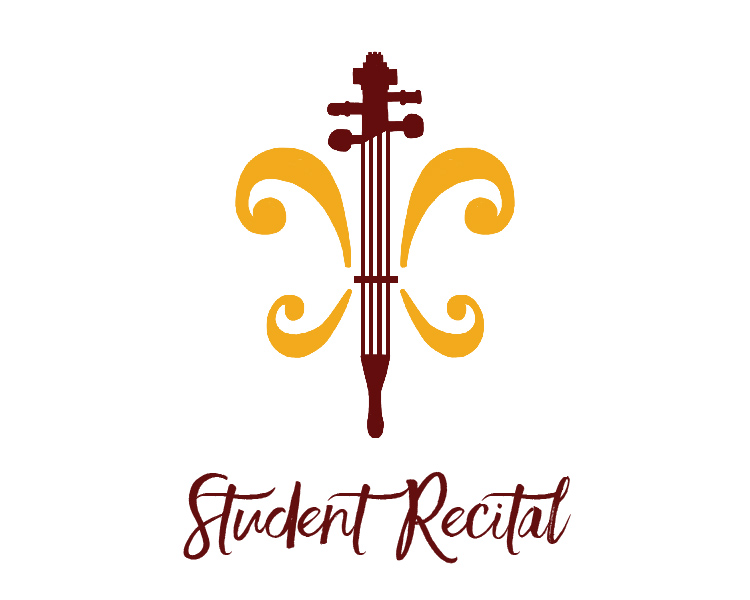 An elegant cursive font reads "Student Recital" underneath a stylized fleur de lis.