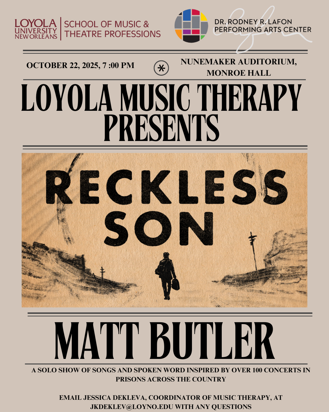 Flyer for Reckless Son by Matt Butler